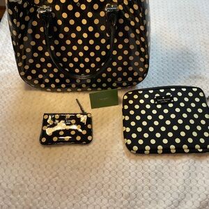 Kate Spade Black and White Polka Dot Bag Set